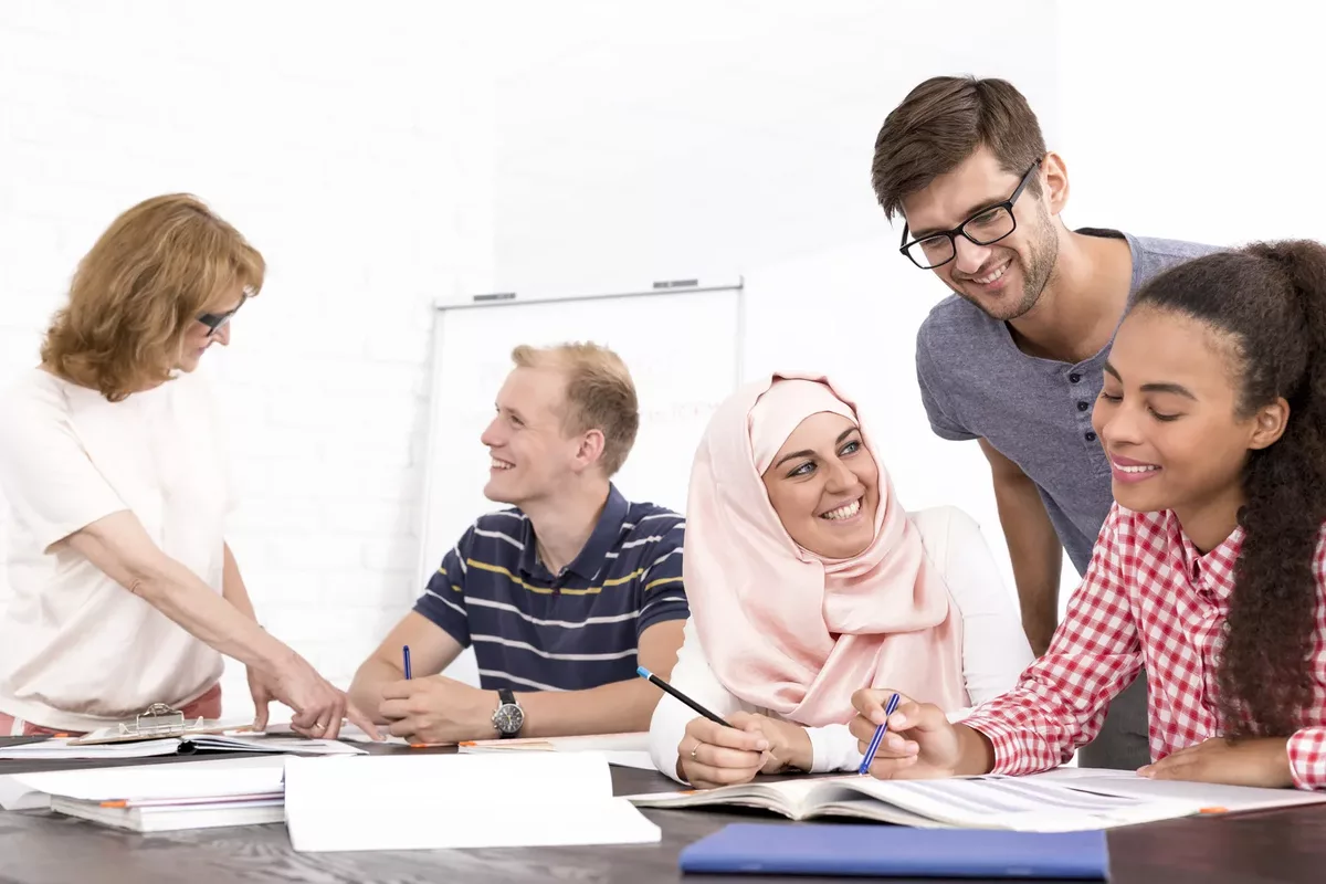 A diverse, collaborative team at work